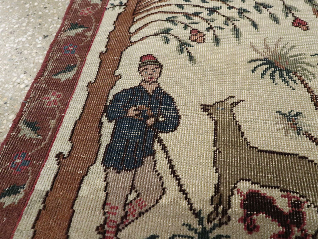 Vintage Persian Tabriz Pictorial Rug, No.24526 - Gsblank