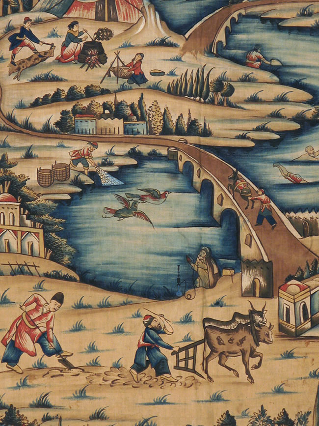 Vintage Persian Pictorial Textile, No.24527 - Gsblank