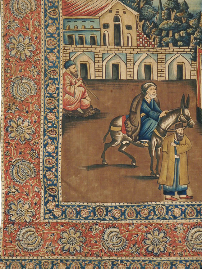 Vintage Persian Pictorial Textile, No.24527 - Gsblank