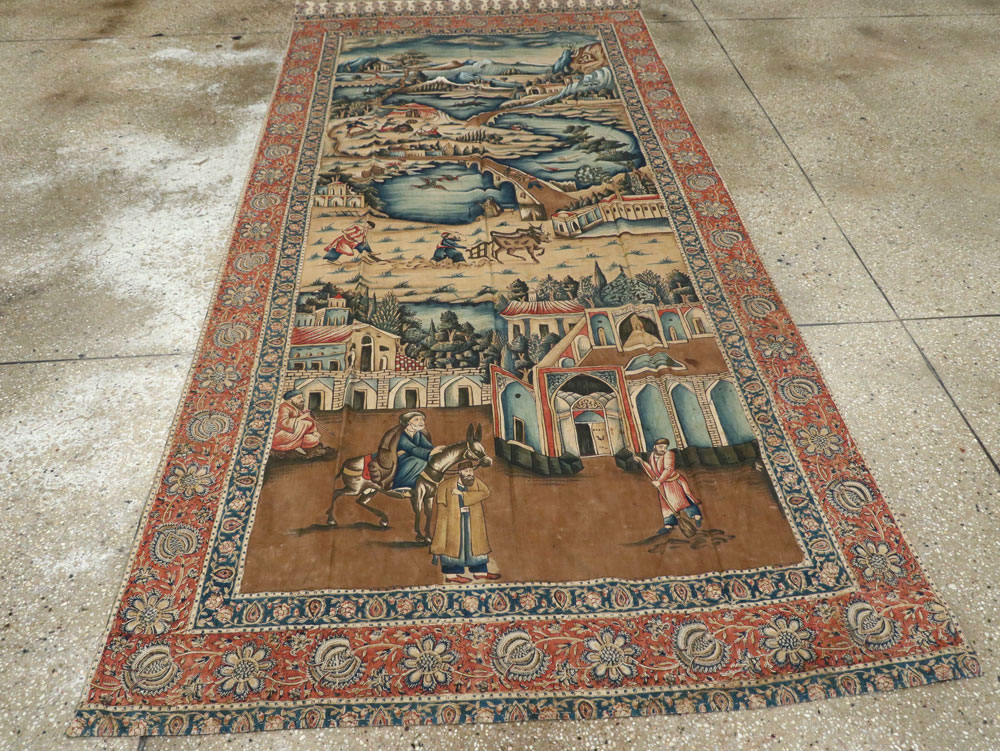 Vintage Persian Pictorial Textile, No.24527 - Gsblank