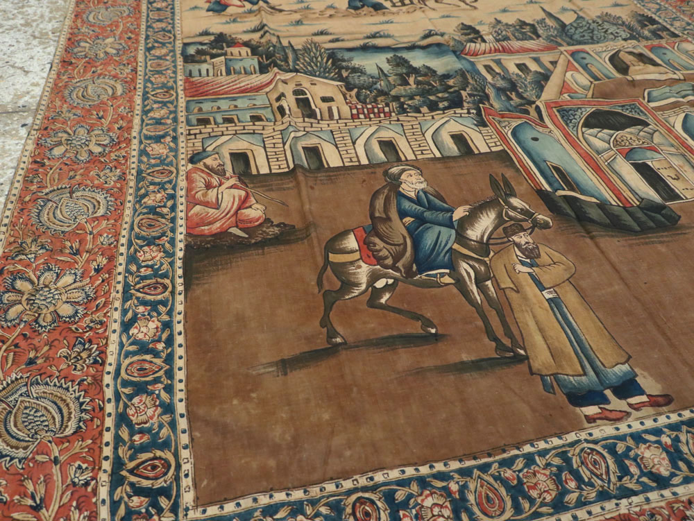 Vintage Persian Pictorial Textile, No.24527 - Gsblank