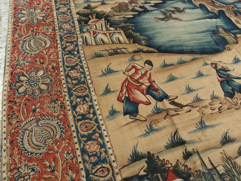 Vintage Persian Pictorial Textile, No.24527 - Gsblank