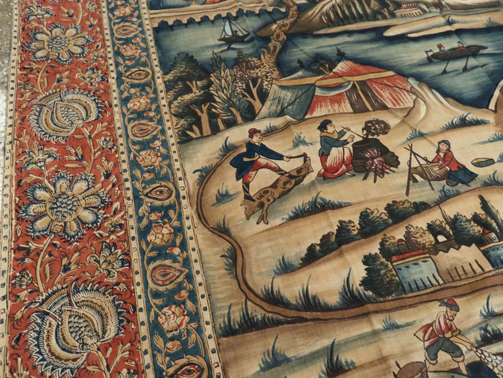 Vintage Persian Pictorial Textile, No.24527 - Gsblank