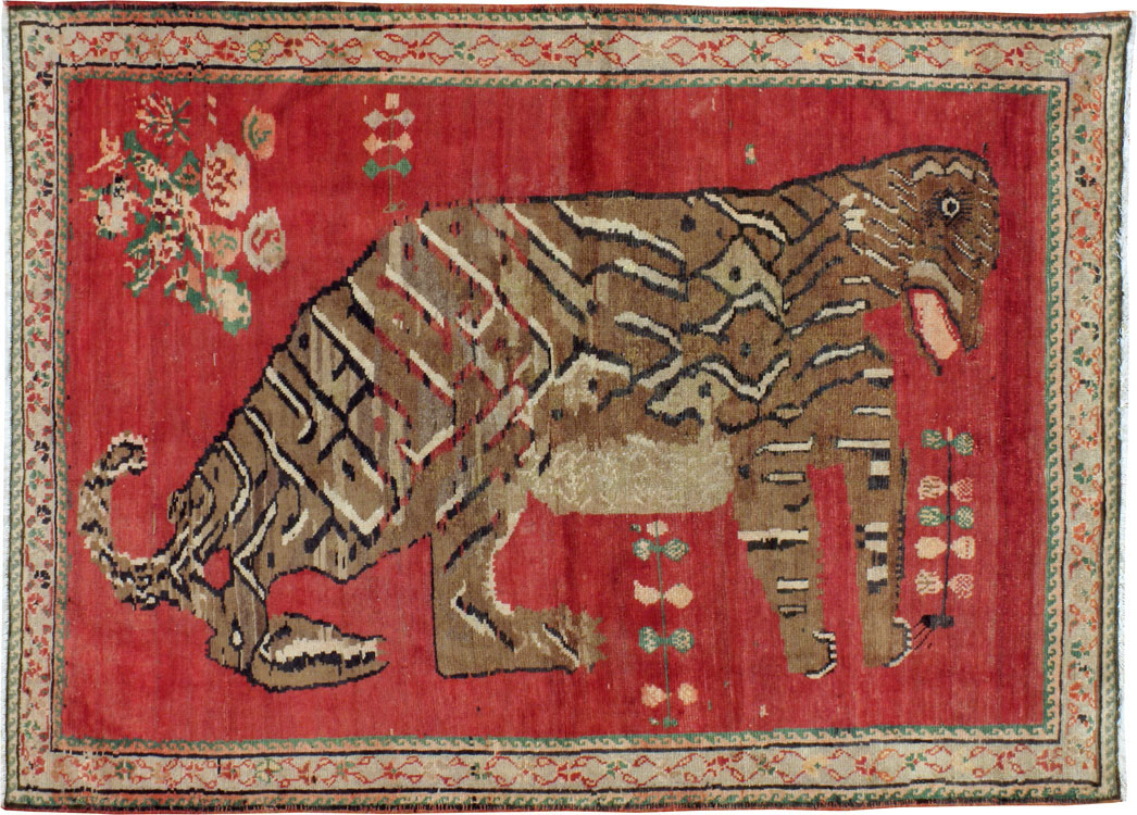 Antique Caucasian Karabagh Pictorial Rug, No.24589 - Gsblank