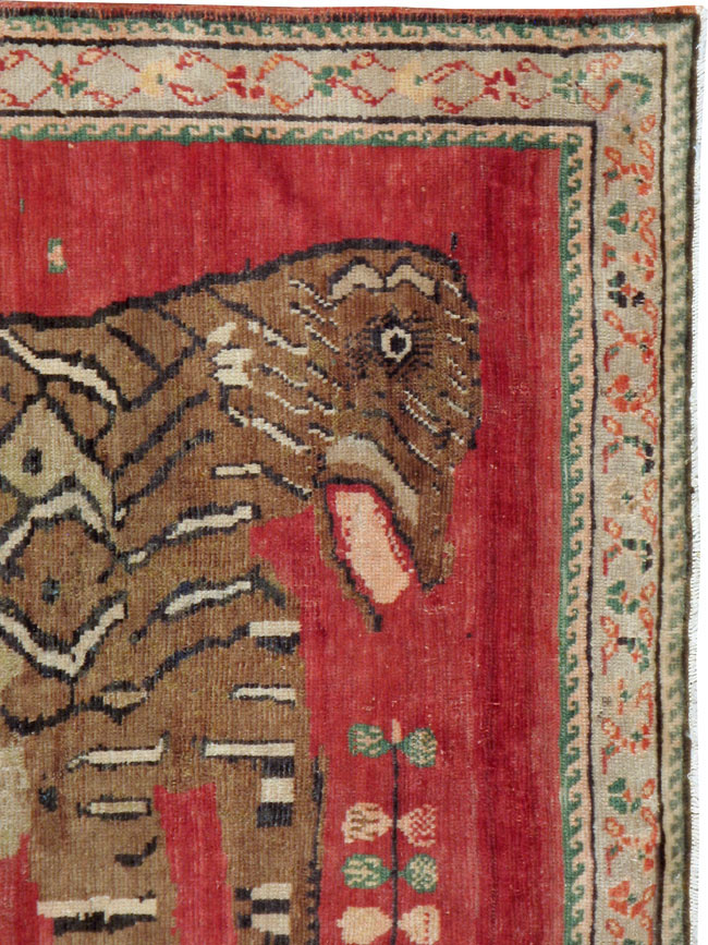 Antique Caucasian Karabagh Pictorial Rug, No.24589 - Gsblank