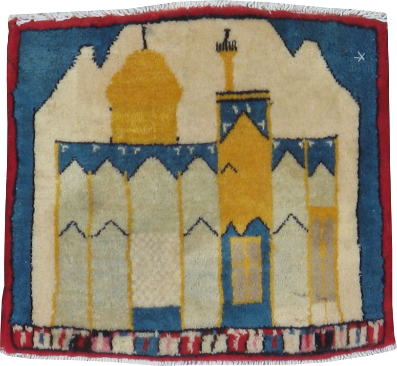 Vintage Persian Tabriz Pictorial Rug, No.24613 - Gsblank