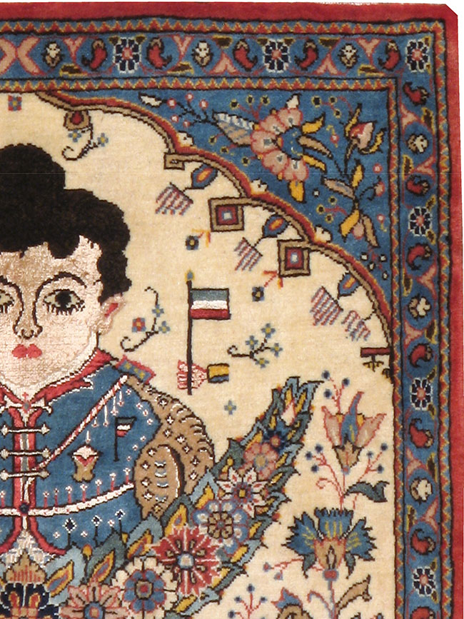 Vintage Persian Kashan Pictorial Rug, No.24614 - Gsblank