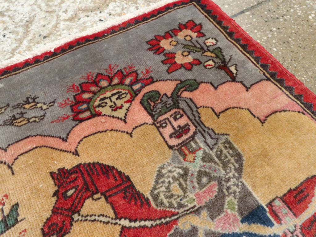 Vintage Persian Tabriz Pictorial Rug, No.24615 - Gsblank