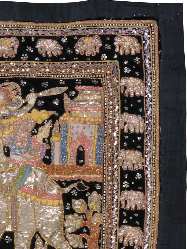 Burmese High Relief Richly Embroidered and Beaded Tapestry, No.24648 - Gsblank