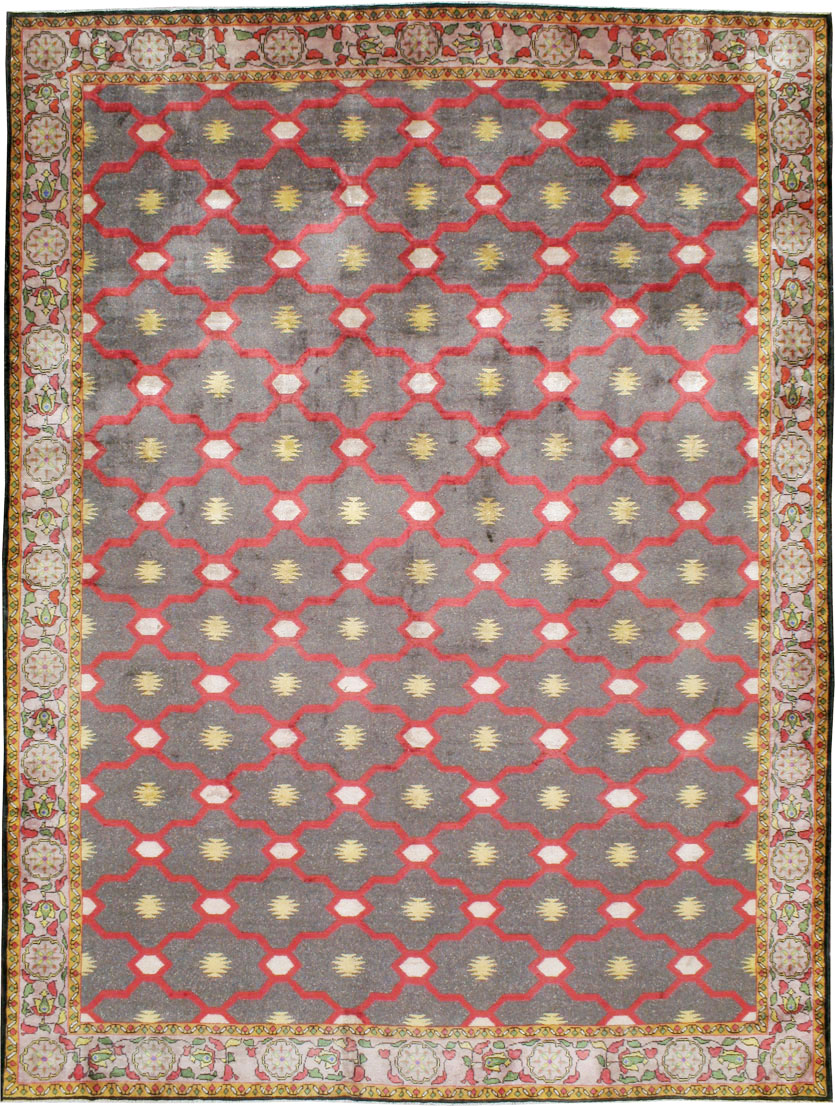 Vintage Indian Silk Agra Room Size Carpet, No.24652 - Gsblank