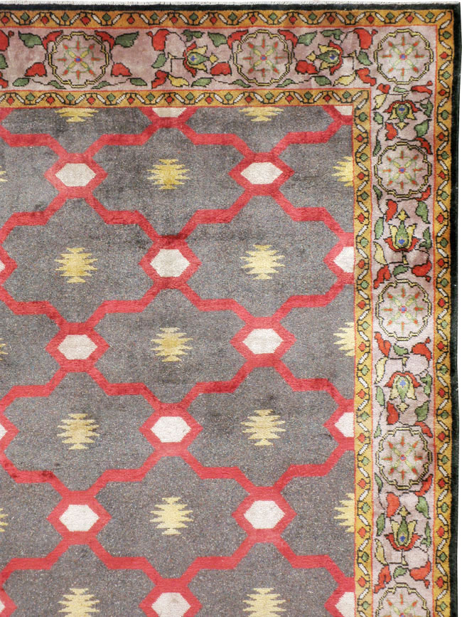 Vintage Indian Silk Agra Room Size Carpet, No.24652 - Gsblank