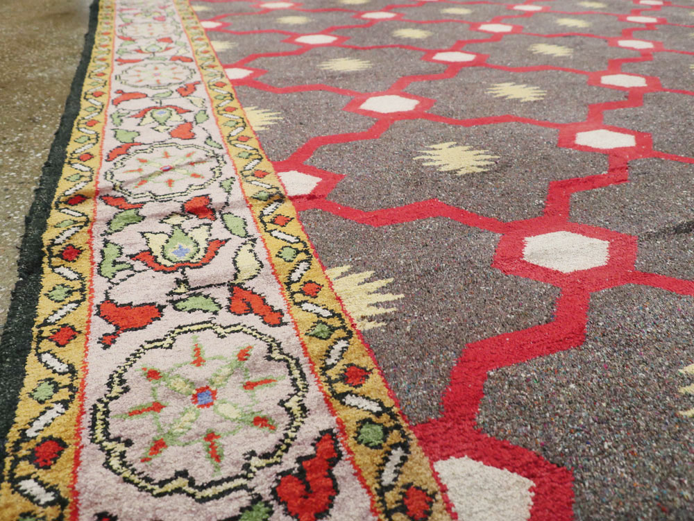 Vintage Indian Silk Agra Room Size Carpet, No.24652 - Gsblank