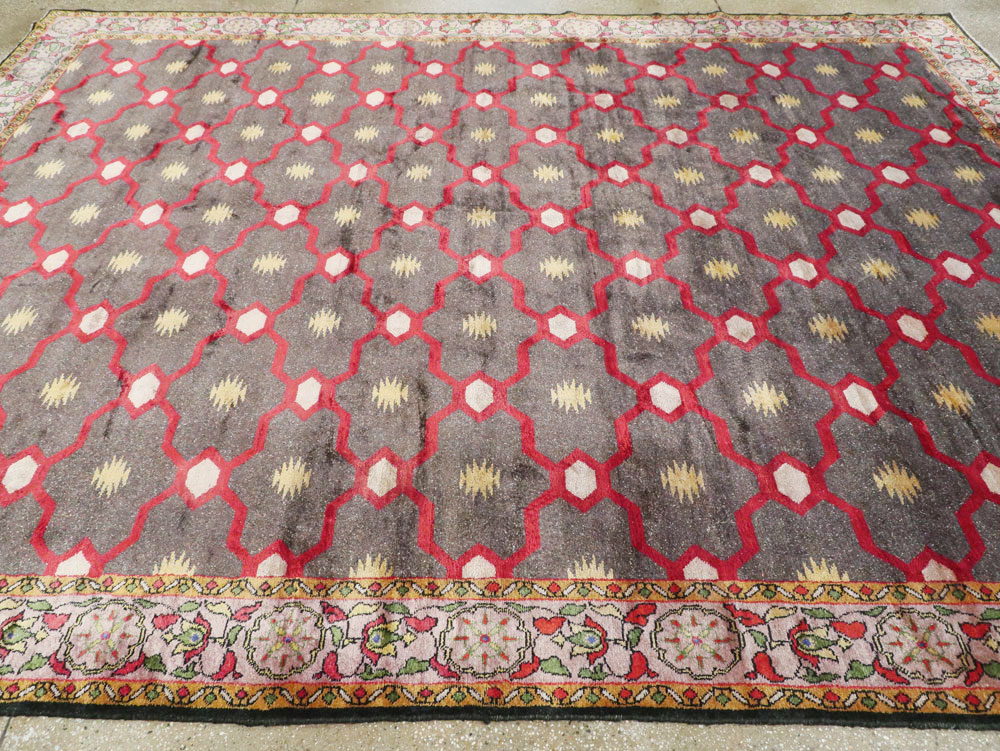 Vintage Indian Silk Agra Room Size Carpet, No.24652 - Gsblank