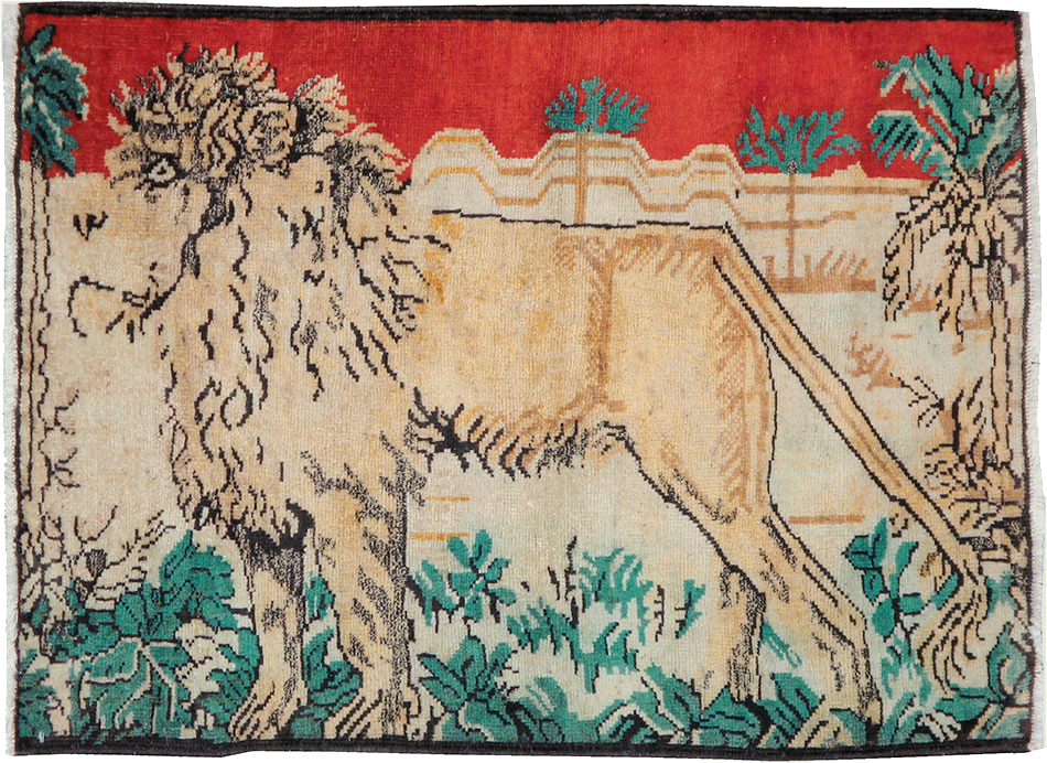 Vintage Persian Hamadan Pictorial Rug (Pair: 1 of 2), No.24658 - Gsblank