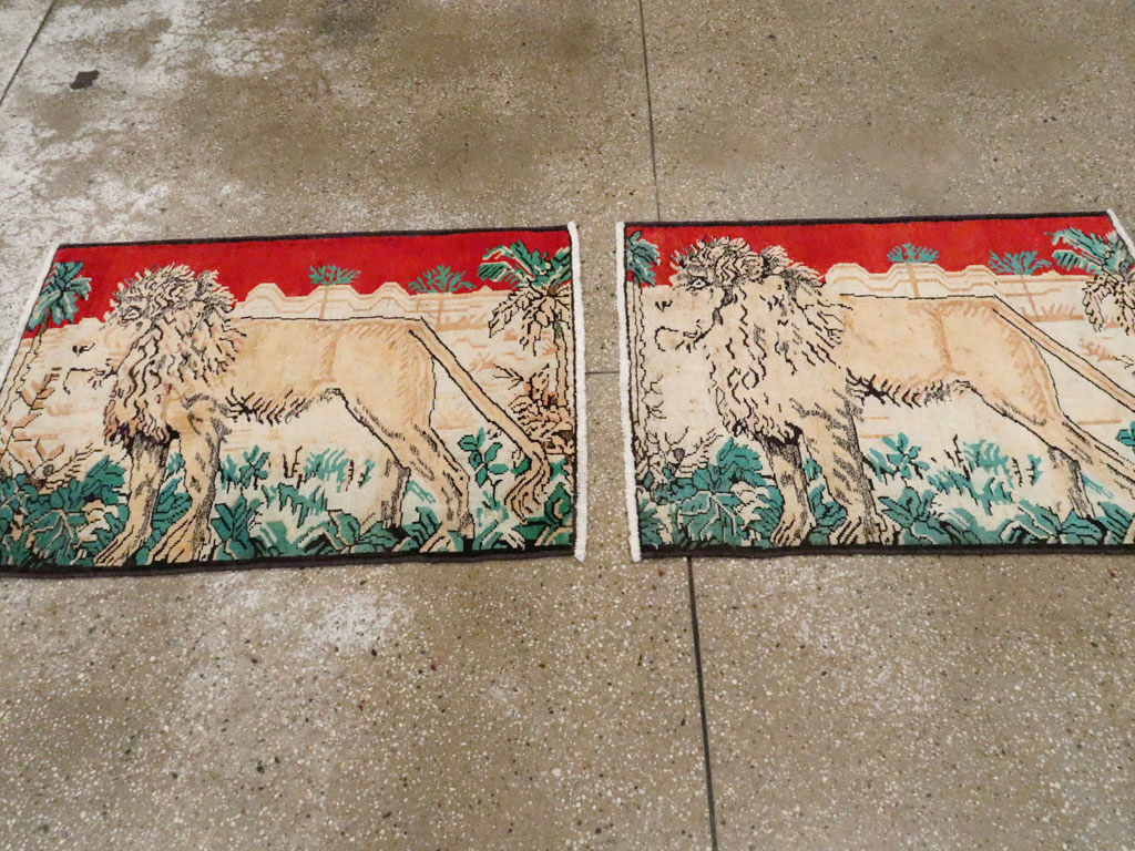 Vintage Persian Hamadan Pictorial Rug (Pair: 1 of 2), No.24658 - Gsblank