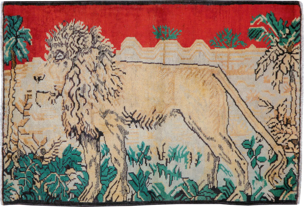 Vintage Persian Hamadan Pictorial Rug (Pair: 2 of 2), No.24659 - Gsblank