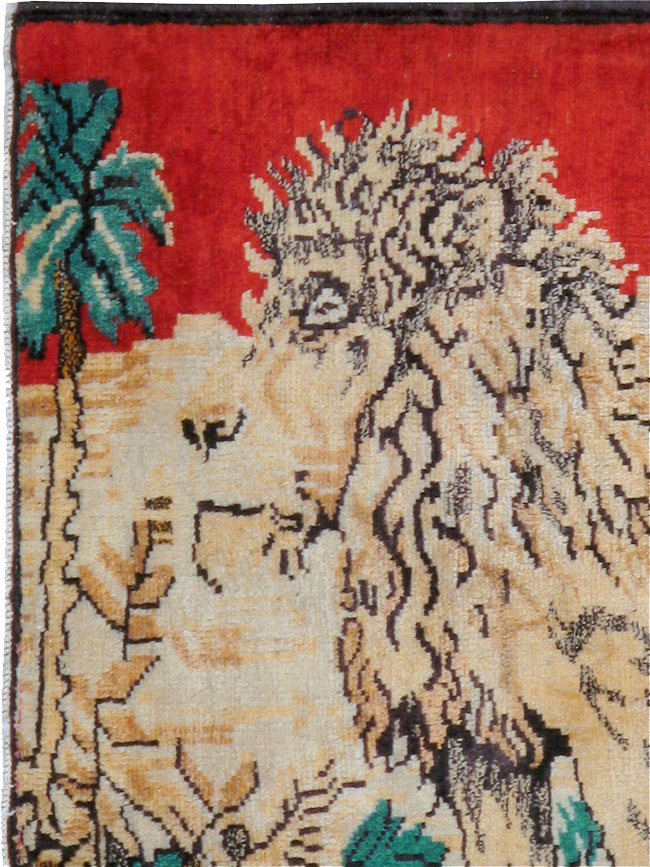 Vintage Persian Hamadan Pictorial Rug (Pair: 2 of 2), No.24659 - Gsblank