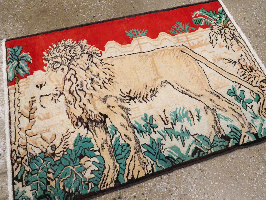 Vintage Persian Hamadan Pictorial Rug (Pair: 2 of 2), No.24659 - Gsblank