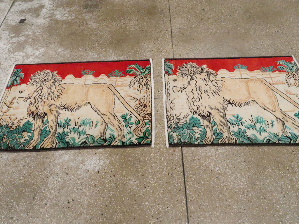 Vintage Persian Hamadan Pictorial Rug (Pair: 2 of 2), No.24659 - Gsblank