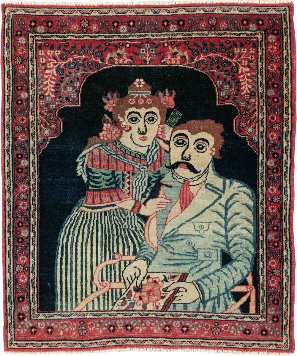 Antique Persian Mashad Pictorial Rug, No.24693 - Gsblank