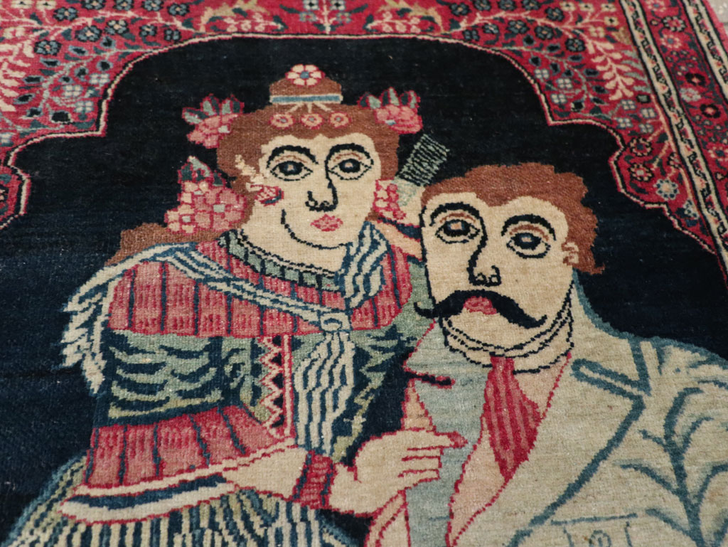 Antique Persian Mashad Pictorial Rug, No.24693 - Gsblank