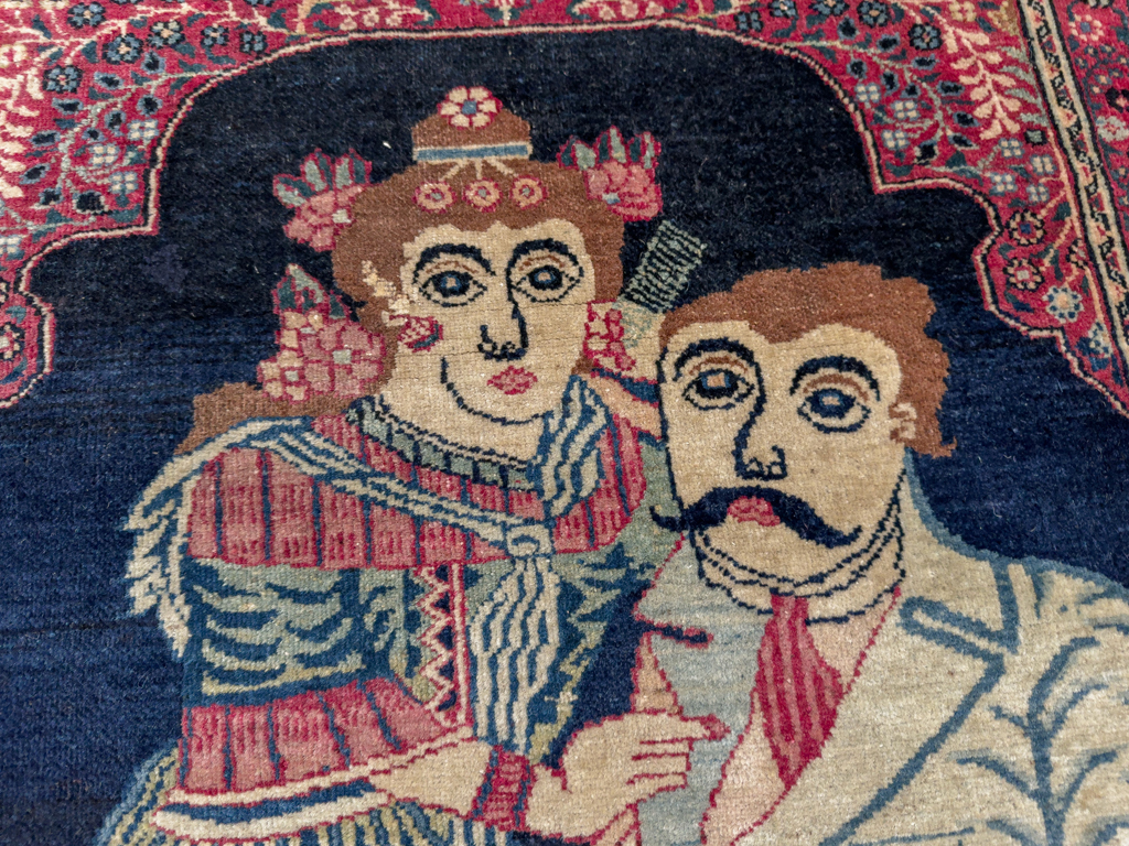 Antique Persian Mashad Pictorial Rug, No.24693 - Gsblank