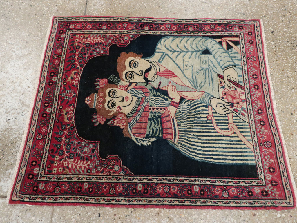 Antique Persian Mashad Pictorial Rug, No.24693 - Gsblank