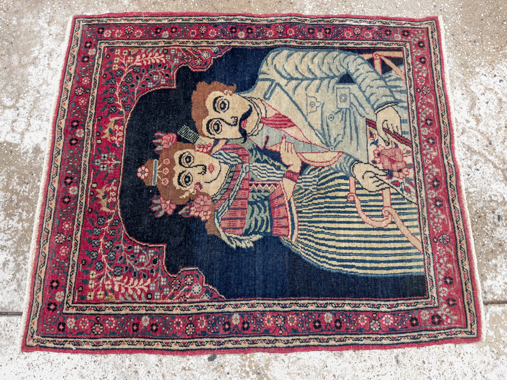 Antique Persian Mashad Pictorial Rug, No.24693 - Gsblank