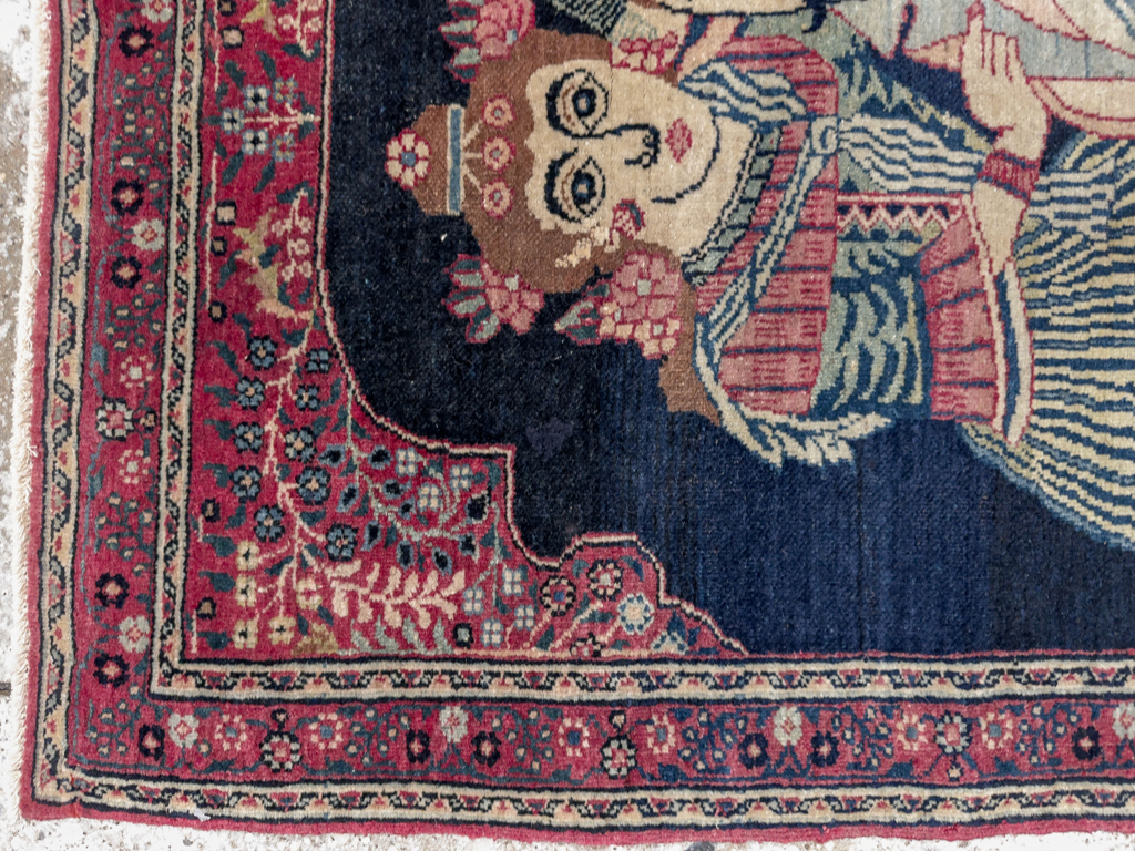 Antique Persian Mashad Pictorial Rug, No.24693 - Gsblank