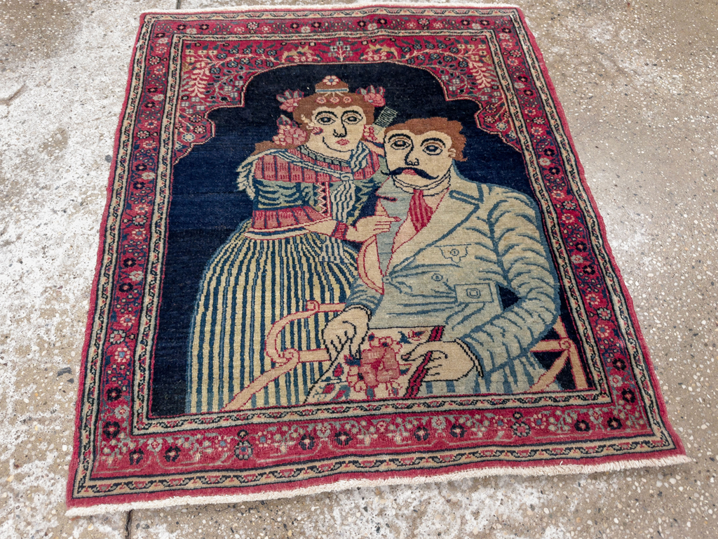 Antique Persian Mashad Pictorial Rug, No.24693 - Gsblank