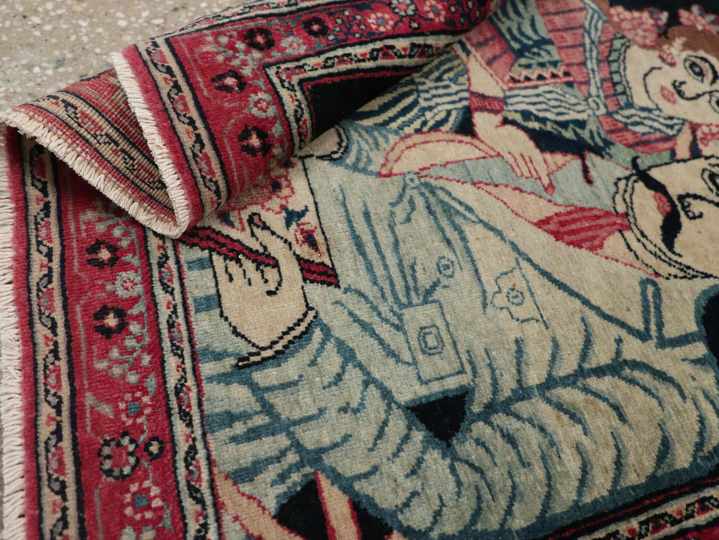 Antique Persian Mashad Pictorial Rug, No.24693 - Gsblank