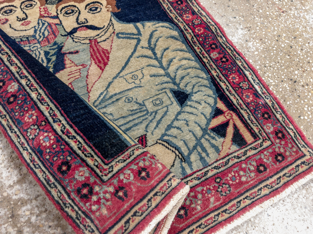 Antique Persian Mashad Pictorial Rug, No.24693 - Gsblank