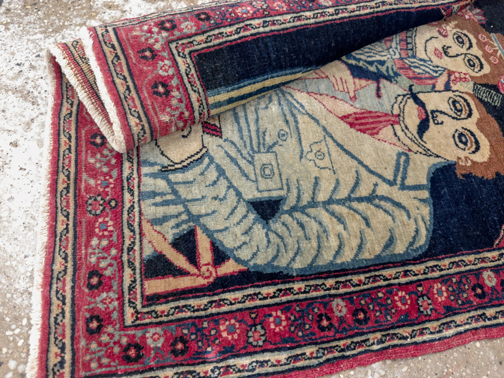 Antique Persian Mashad Pictorial Rug, No.24693 - Gsblank