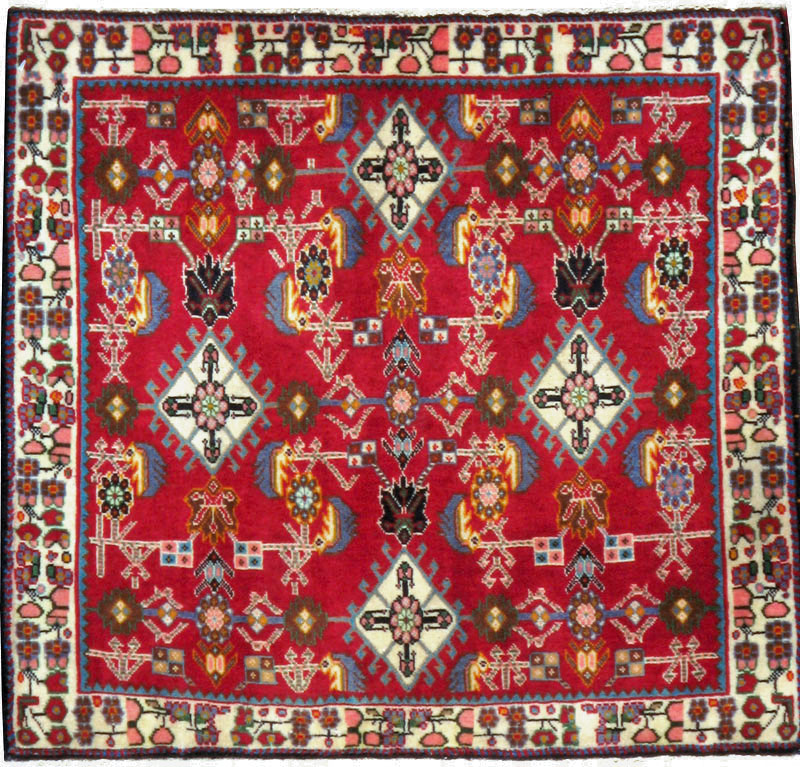 Vintage Persian Shiraz Square Rug (Pair: 1 of 4), No.24741 - Gsblank