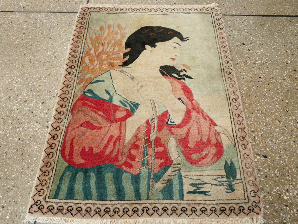 Vintage Persian Tabriz Pictorial Rug, No.24790 - Gsblank