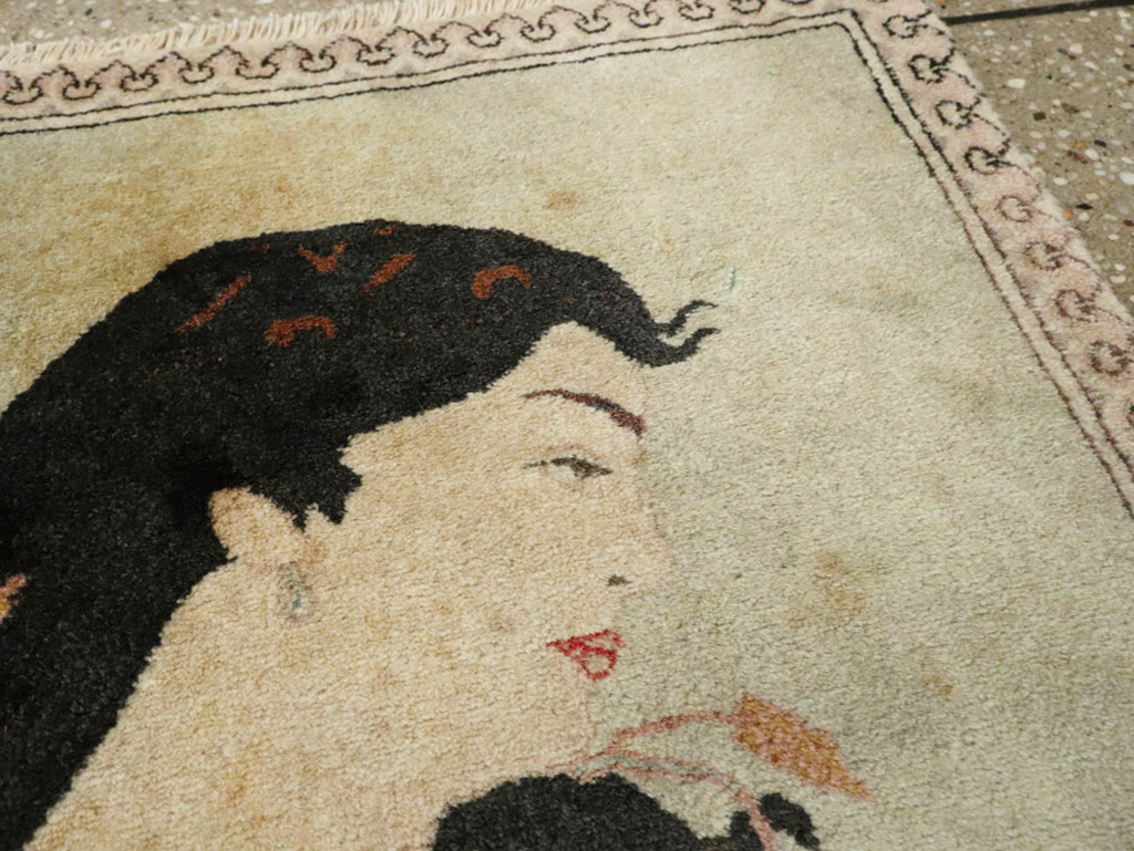 Vintage Persian Tabriz Pictorial Rug, No.24790 - Gsblank