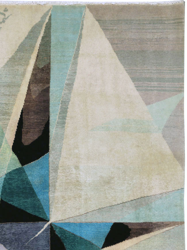 Vintage Persian Kashan Art Deco Carpet, No.24818 - Gsblank