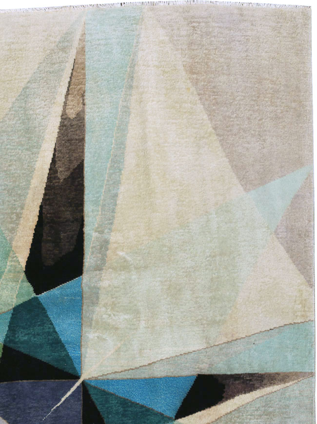 Vintage Persian Kashan Art Deco Carpet, No.24818 - Gsblank