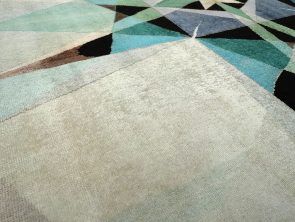 Vintage Persian Kashan Art Deco Carpet, No.24818 - Gsblank