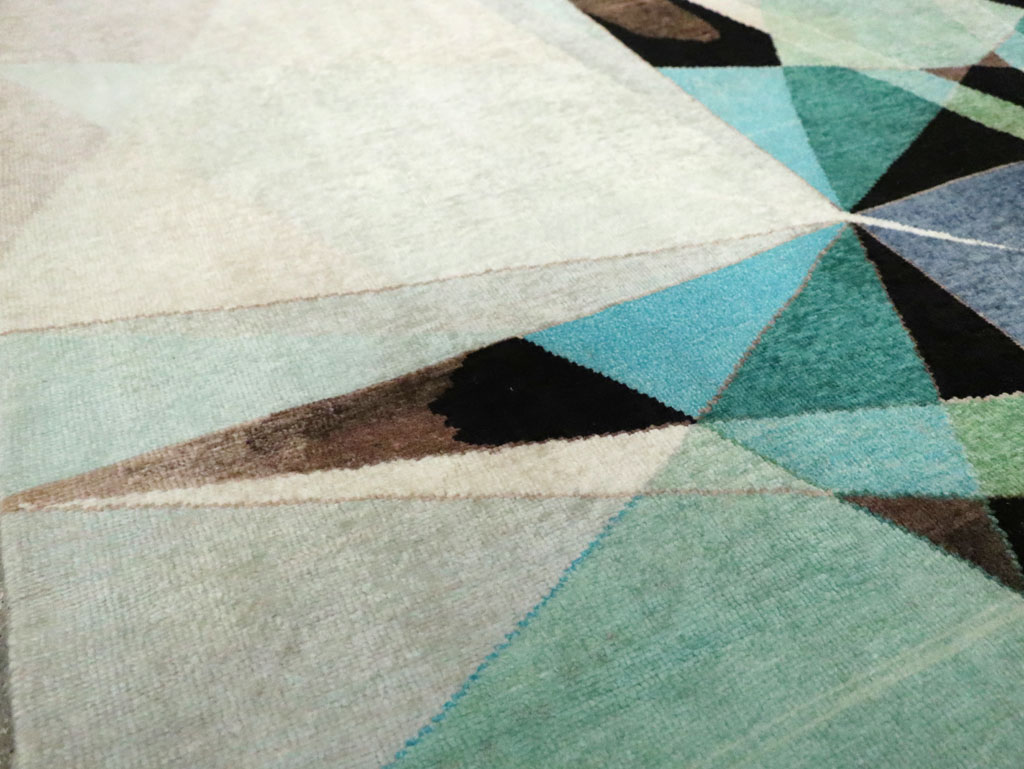 Vintage Persian Kashan Art Deco Carpet, No.24818 - Gsblank