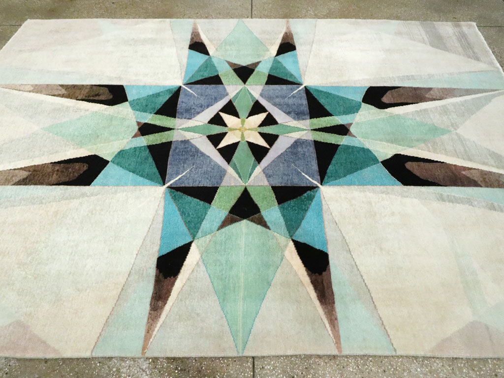 Vintage Persian Kashan Art Deco Carpet, No.24818 - Gsblank