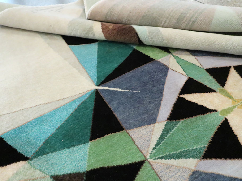 Vintage Persian Kashan Art Deco Carpet, No.24818 - Gsblank