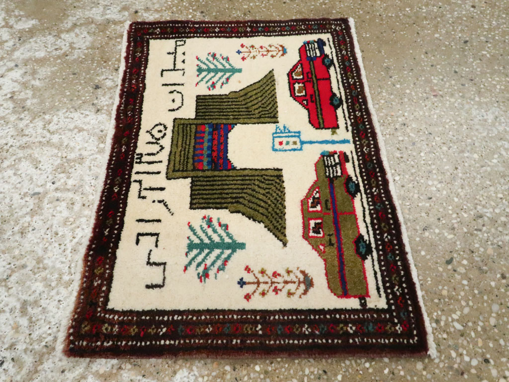 Vintage Persian Baluch Pictorial Rug, No.24893 - Gsblank