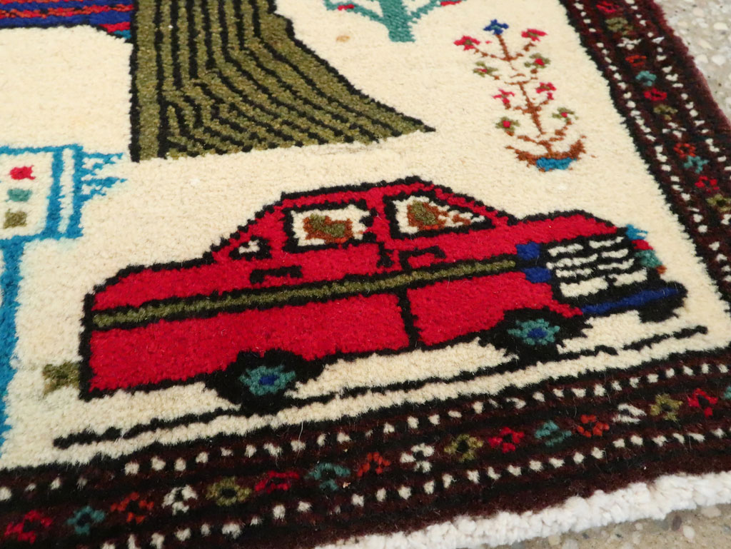 Vintage Persian Baluch Pictorial Rug, No.24893 - Gsblank