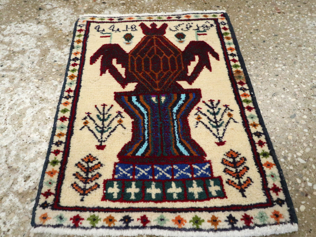 Vintage Persian Pictorial Baluch Rug (Pair: 1 of 2), No.24896 - Gsblank