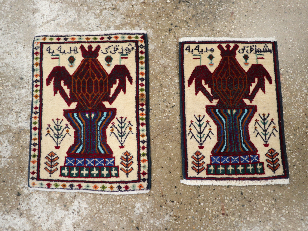 Vintage Persian Pictorial Baluch Rug (Pair: 1 of 2), No.24896 - Gsblank
