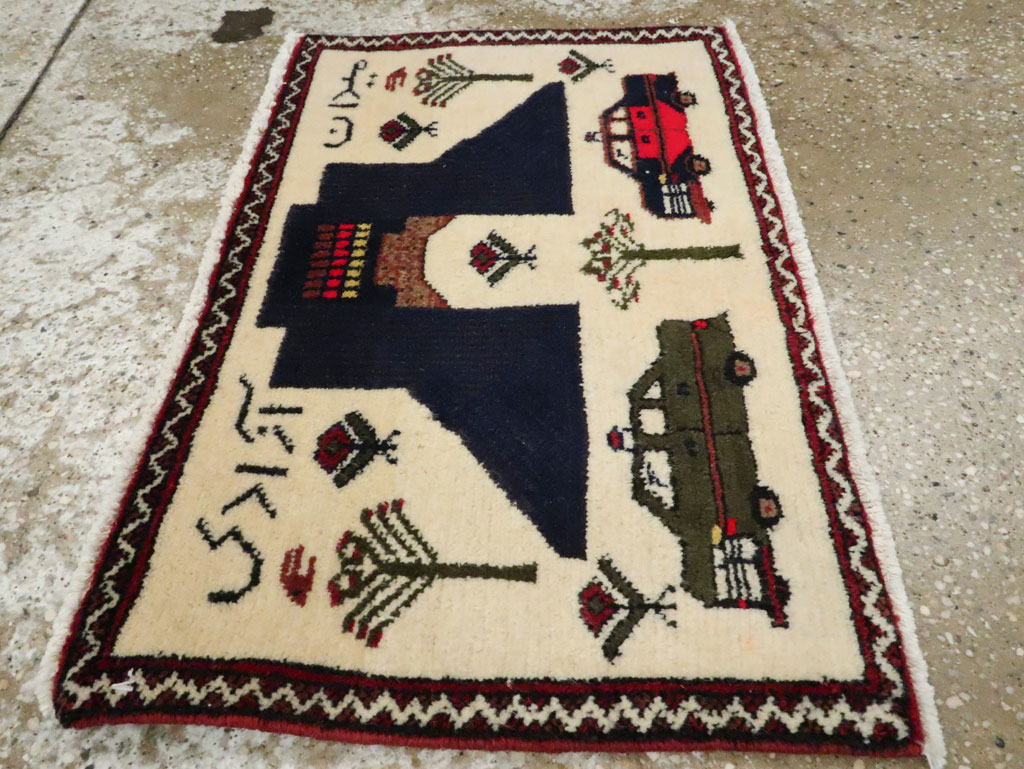 Vintage Persian Baluch Pictorial Rug, No.24902 - Gsblank