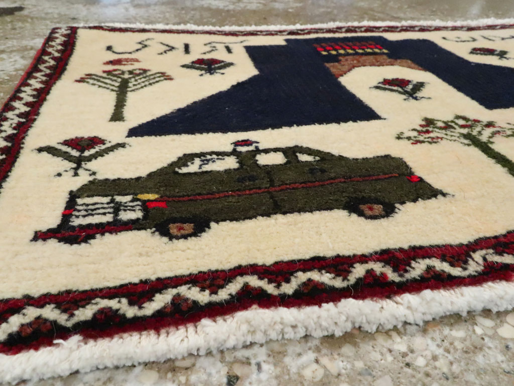 Vintage Persian Baluch Pictorial Rug, No.24902 - Gsblank