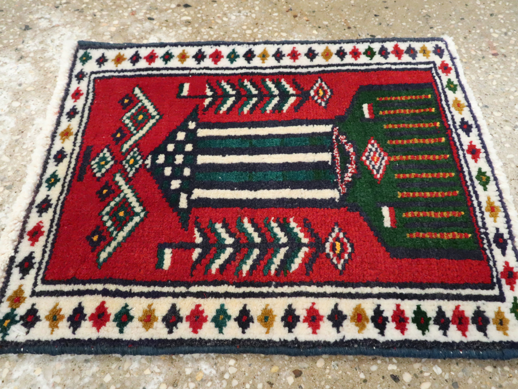 Vintage Persian Pictorial Baluch Rug (Pair: 1 of 2), No.24905 - Gsblank