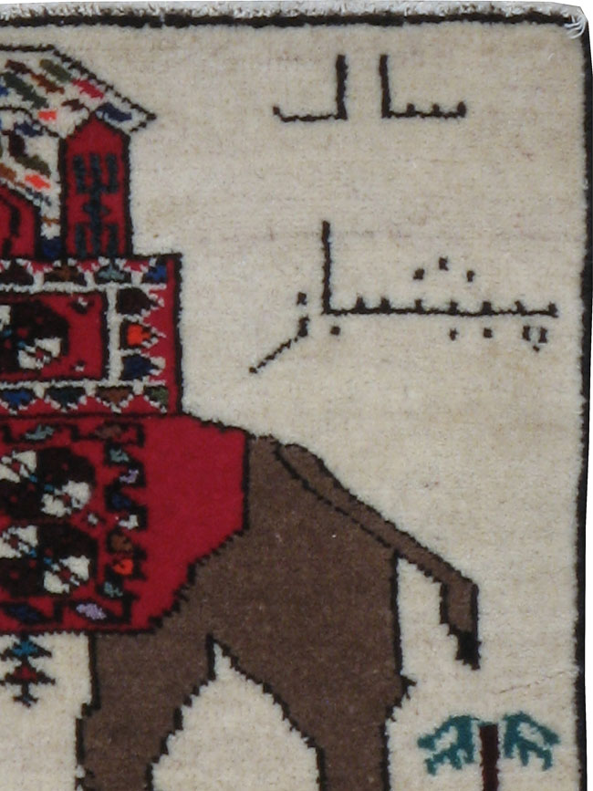 Vintage Persian Baluch Pictorial Rug, No.24906 - Gsblank